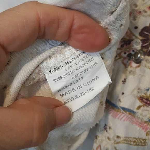 Solitaire Anthropologie Embroidered Cotton Eyelet Multicolor Snap Front Jacket L - Picture 7 of 8